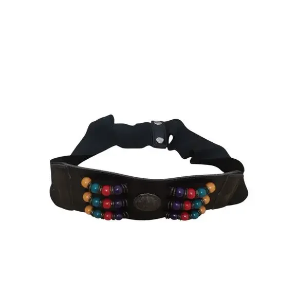 Y2K Vtg Beaded Women's size M/L Stretch Grungecore Boho Cottagecore Concho Belt - Picture 4 of 10